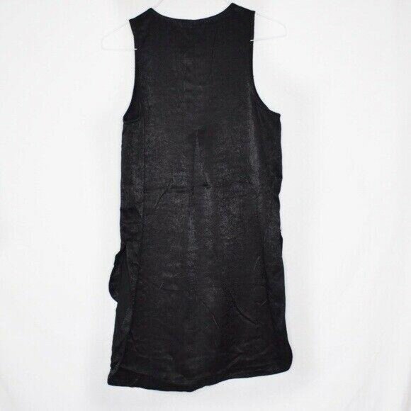 Ro & De Blouse Womens Satin Hi Lo Black Split Neck Nordstrom Tank Top NEW - Picture 3 of 4